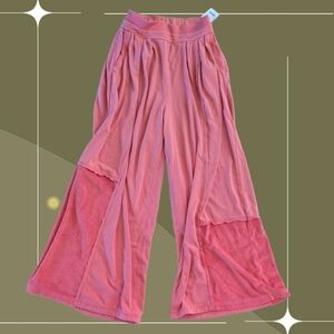 ✨NWT Free People Movement Rava Wide Leg Terry Contrast Lounge Pant Orange Size S